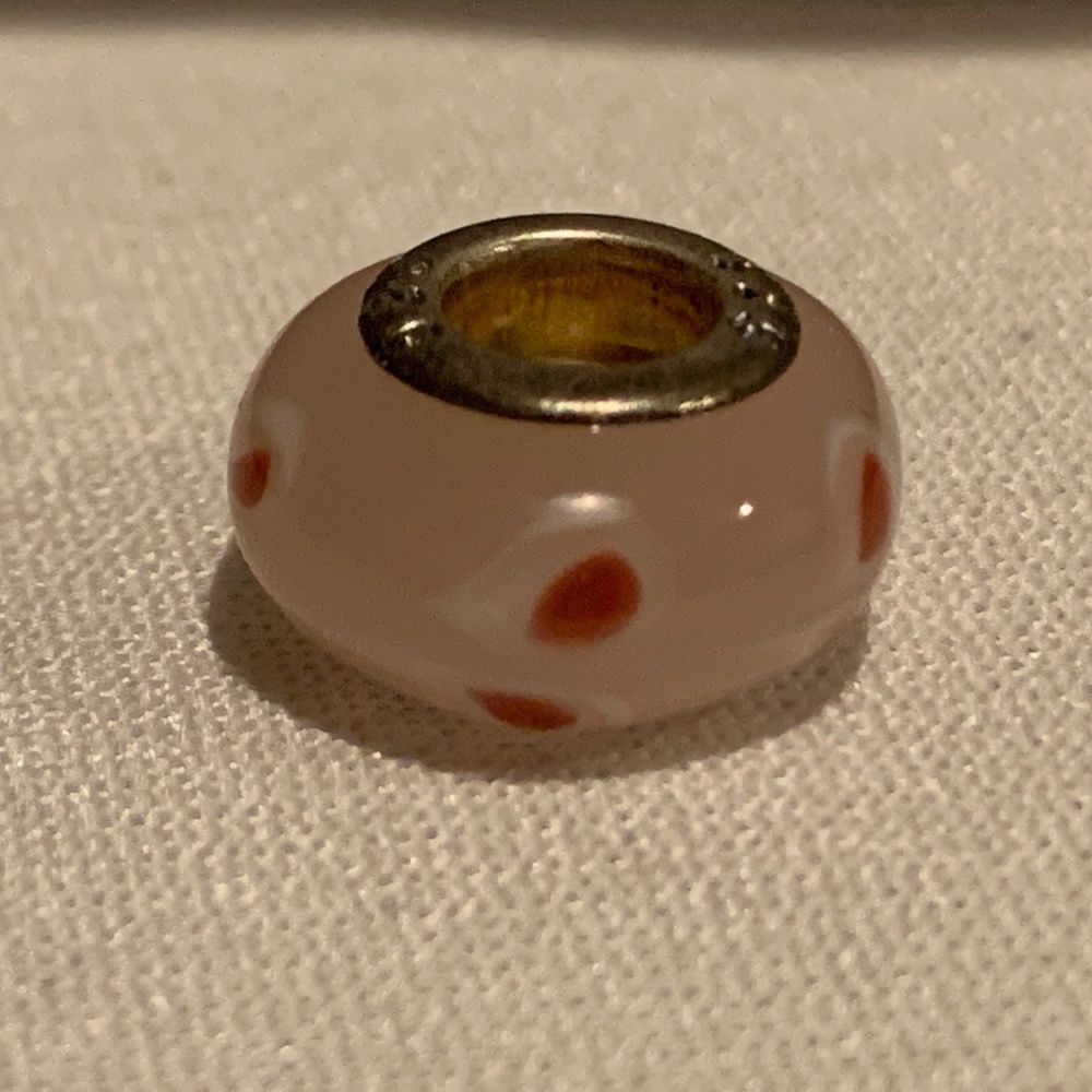 NWOT Pink Glass Bead Bracelet Charm 925 Silver